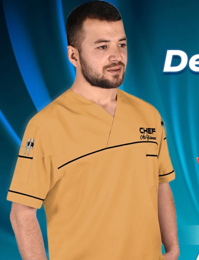 Hardal Modern Aşçı Ceketi (Kısa Kol)
