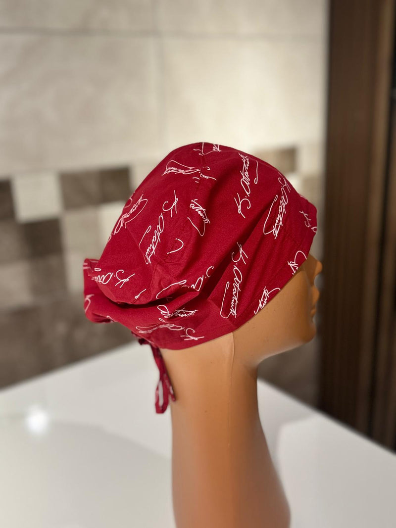 Bordo Yazılı Desenli Cerrahi Bone